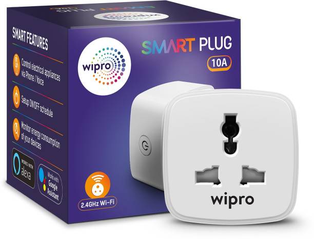 Wipro 10A WiFi Smart plug, Suitable for Small appliances, with Voice & App Control Smart Plug