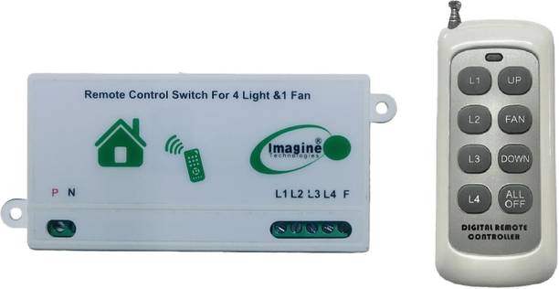 Imagine Technologies RF Remote Control Switch for 4 Light 1 Fan (Humming less Fan Speed) Smart Switch