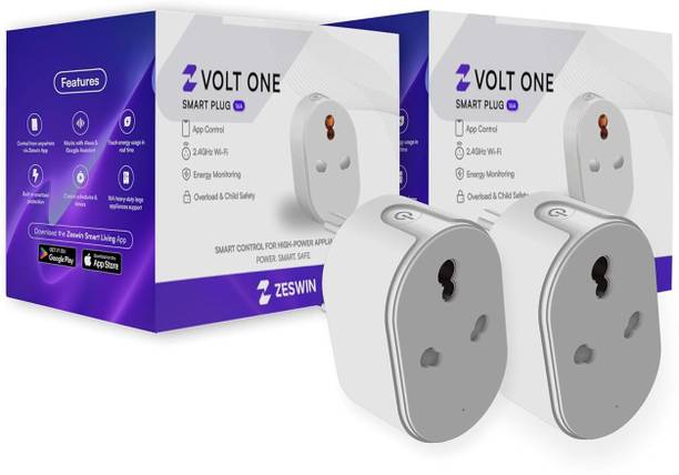 Zeswin Volt One 16A Wi-Fi Enabled Smart Plug with Energy Tracking for Heavy Appliances Smart Plug