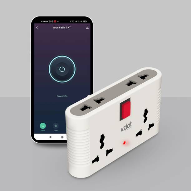 AZIOT 4 Way Smart Multi-Plug Adaptor (WiFi+BLE) | 2 Universal Sockets | 6Amp Smart Plug