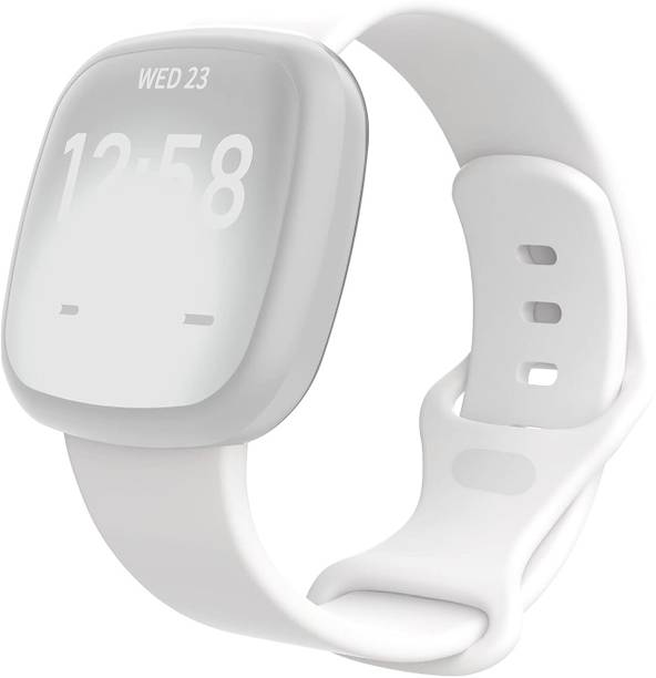 RUPELIK Silicone Waterproof Strap Compatible with Fitbit Versa Sense / Fitbit Versa 3, Versa 4(White) Smart Watch Strap