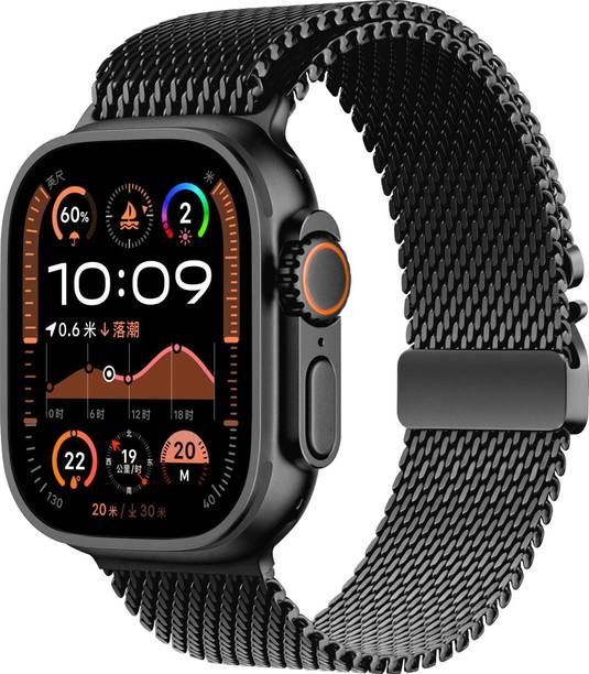 Tekne Milanese Smart Band Strap Compatible with Apple watch | Foldover Clasp | Stainless Steel Band | 49/46/45/44 mm Smart Watch Strap