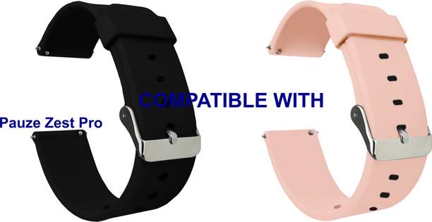 ACM WSM7A22BKCP2643 Pack of 2 Watch Strap Silicone 22mm for Pauze Zest Pro Smartwatch (Black/Creame Pink) Smart Watch Strap