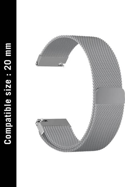 DailyObjects Silver Milanese Loop WatchBand for Samsung/OnePlus/Fitbit Smartwatches (20mm) Smart Watch Strap