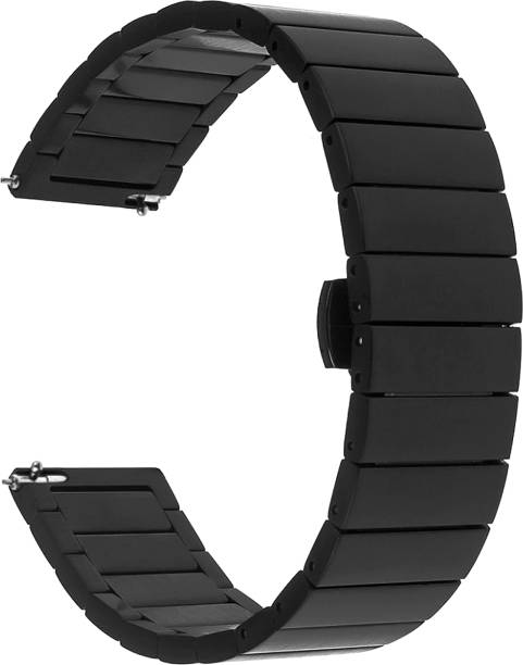 ACM WSM5F20BK2110 Watch Strap Stainless Steel Metal 20mm for Shopevolves Nextfit Song S ( Smartwatch Belt Matte Finish Luxury Band Black) Smart Watch Strap