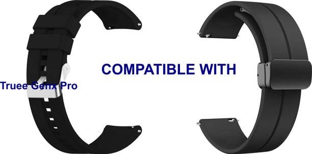 ACM WSM1519B20BKBK2755 Pack of 2 Watch Strap Silicone & Magnetic Clasp 20mm for Truee Genx Pro Smartwatch (Black) Smart Watch Strap