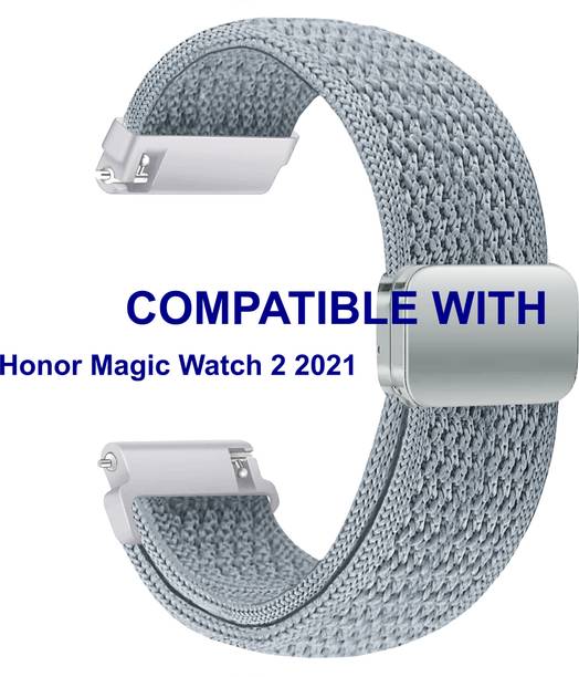 ACM WSM46H22GY1906 Watch Strap Woven Braided Magnetic Belt 22mm for Honor Magic Watch 2 2021 Smartwatch Grey Smart Watch Strap