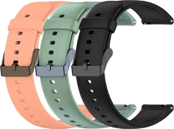TRENDINGVIEW 22mm Smart Watch Strap (Combo Pack of 3) Silicone Belt with Quick Release Pins | Adjustable Length Smart Watch Strap