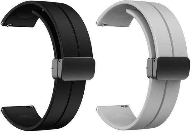 AOnes Pack of 2 Silicone Belt Magnetic Folding Buckle for Boat Valour Watch 1 Smart Watch Strap