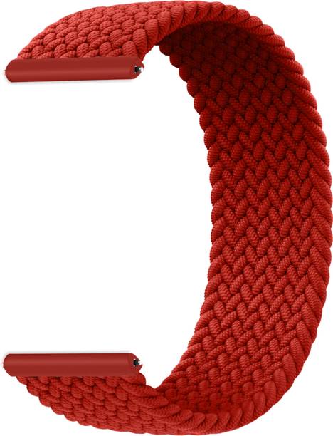 DailyObjects 13 cm Red Lightweight Braided Solo Loop Watchband/Straps Compatible With Samsung/OnePlus/Fitbit Smartwatches (22 mm) | Sporty Adjustable Strap with Premium Slim Fit Watchband For Galaxy Watch Pro Lite 5 4 3 /Gear S2 Sports Neo Classic /Oneplus Nord /Amazfit /Fitbit (Watch Not Included) Smart Watch Strap