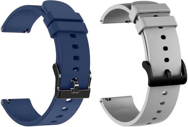 pantan 22mm Blue & Grey Soft Silicone Watch Strap/Band with Metal Buckle – Compatible With All 22mm Smartwatches & Analogue Watches (Pack of 2) Smart Watch Strap