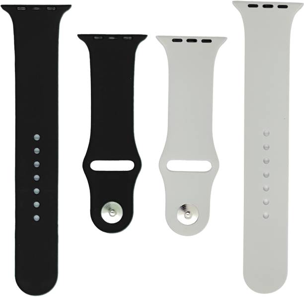 BLACK LOVIES Watch Strap Compatible with Apple Watch Straps 42mm 44mm, Soft Silicone Belt Sport Wristbands Smart Watch Band for iWatch Series SE 6/5/4/3/2/1 (PACK OF 2) Smart Watch Strap (BLACK- WHITE) Smart Watch Strap