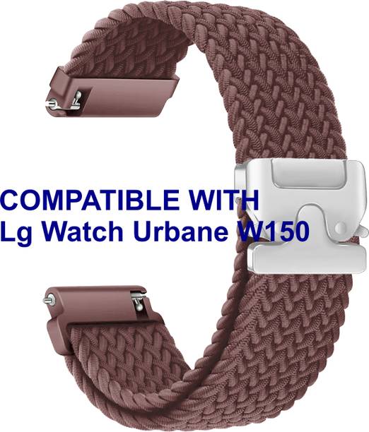 ACM WSM38Z22BR1136 Watch Strap Woven Braided Clipper 22mm for Lg Watch Urbane W150 Smartwatch Brown Smart Watch Strap