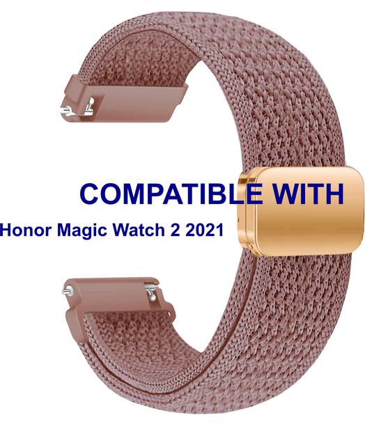 ACM WSM46H22BR1906 Watch Strap Woven Braided Magnetic Belt 22mm for Honor Magic Watch 2 2021 Smartwatch Brown Smart Watch Strap