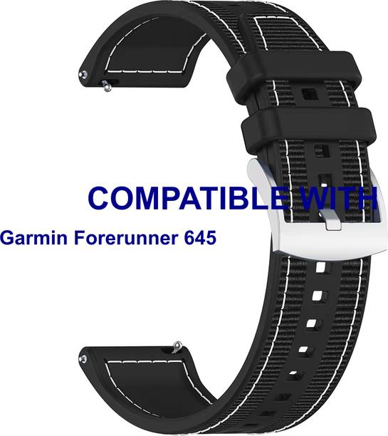 ACM WSM43E20BK1073 Watch Strap Soft Nylon Silicone Belt 20mm for Garmin Forerunner 645 Smartwatch Black Smart Watch Strap