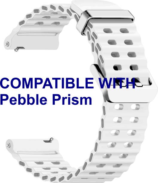 ACM WSM40B20WT2548 Watch Strap Silicone Sports 20mm for Pebble Prism Smartwatch White Smart Watch Strap