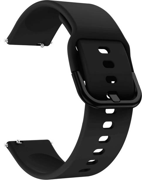 DailyObjects Black Lightweight Silicone Buckle Smart watchBand/Straps Compatible With Samsung/OnePlus/Fitbit Smartwatches (20mm) | Stylish, Sporty Adjustable Strap with Premium Stainless Steel Fastener Watchband For Galaxy Watch Pro Lite 5 4 3 /Gear S2 Sports Neo Classic /Oneplus Nord /Amazfit /Fitbit (Watch Not Included) Smart Watch Strap