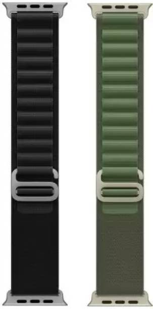 Geo SPORTS Alpine Loop Nylon Bands/Straps Compatible with Watch 49mm 45mm 44mm 42mm Men & Women, Adjustable Strap with Metal G-Hook Premium black and green Strap for iWatch Ultra Series SE 8 7 6 5 4 3 2 1 (Only Alpine Loop Strap for Apple iWatch, Watch NOT Included) Smart Watch Strap