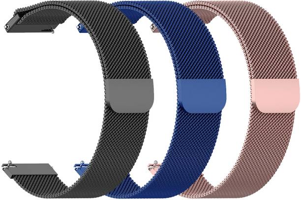 AOnes Pack of 3 Magnetic Loop Watch Strap 22mm Compatible for Itel Alpha 2 Smart Watch Strap