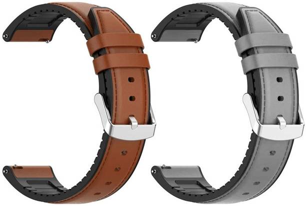 AOnes Pack of 2 Watch Strap Leather Silicone Belt for Boat Wave Armour Smart Watch Strap