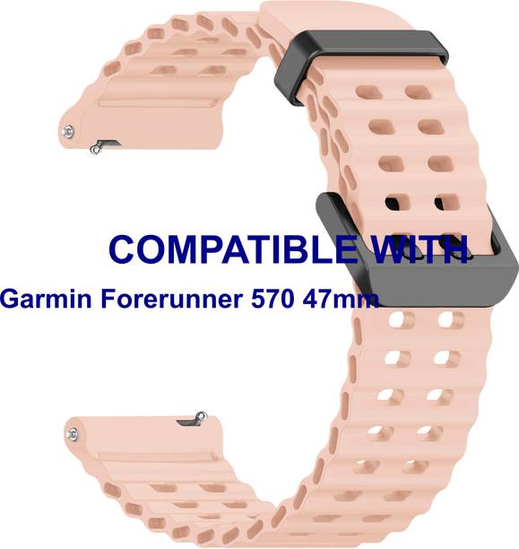 ACM WSM40B20CPK3929 Watch Strap Silicone Sports Belt 20mm for Garmin Forerunner 570 47mm Smartwatch Creame Pink (ONLY SUITABLE FOR LARGE WRIST SIZE) Smart Watch Strap