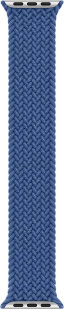 DailyObjects 13 cm Blue Lightweight Braided Solo Loop Watchband/Straps Compatible With Apple Watch 38 mm/40 mm/41 mm | Sporty Adjustable Strap with Premium Slim Fit Watchband For Apple iWatch Ultra Series SE 8 7 6 5 4 3 2 1 (Watch Not Included) Smart Watch Strap