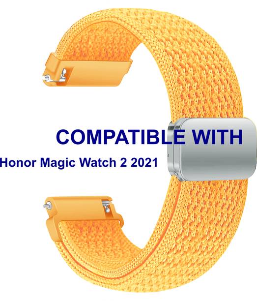 ACM WSM46H22OR1906 Watch Strap Woven Braided Magnetic Belt 22mm for Honor Magic Watch 2 2021 Smartwatch Orange Smart Watch Strap