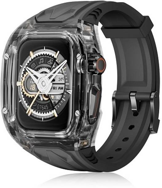 Augen Luxury Transparent Mod Kit for Apple Watch with Premium Strap (Black) Smart Band Strap