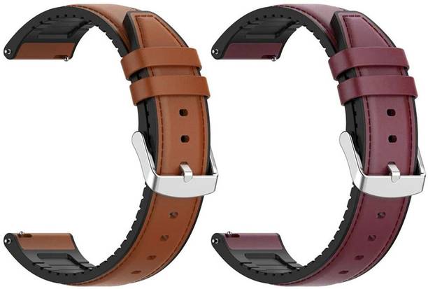 AOnes Pack of 2 Watch Strap Leather Silicone Belt for Noise Evolve 2 42Mm Smart Watch Strap