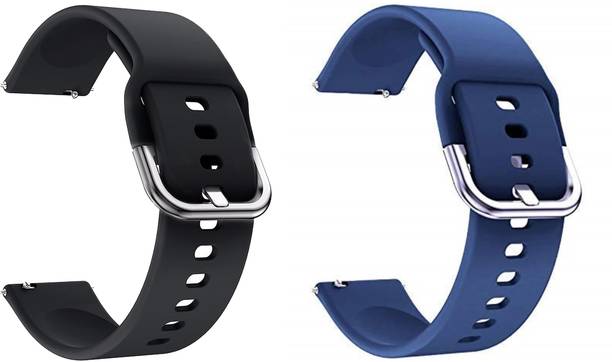 Antoj Smart watch band strap belt 22mm for ladies/Mens silver buckel (black and blue ) Smart Watch Strap