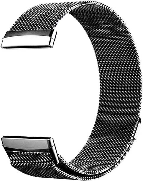 SwapME Band Only Compatible with Fitbit Sense/Versa 3 and Fitbit Versa 4/Sense 2 Four Models, Strong Magnetic Waterproof Metal Milanese Mesh Loop Sport Replacement Bands Women Men, Black Smart Watch Strap