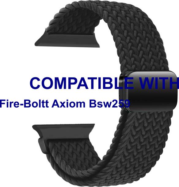 ACM WSM26N40BK1697 Sliding 44mm 49mm Watch Strap Woven Braided Magnetic for Fire-Boltt Axiom Bsw259 Smartwatch Black Smart Watch Strap