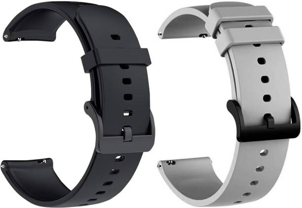 pantan 22mm Black & Grey Soft Silicone Watch Strap/Band with Metal Buckle – Compatible With All 22mm Smartwatches & Analogue Watches (Pack of 2) Smart Watch Strap
