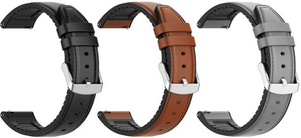 AOnes Pack of 3 Watch Strap Leather Silicone Belt for Timex Smart Neo Smart Watch Strap