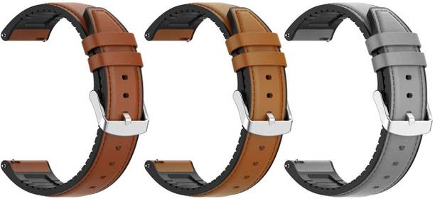 AOnes Pack of 3 Watch Strap Leather Silicone Belt for Amazfit Active 2 Round Smart Watch Strap