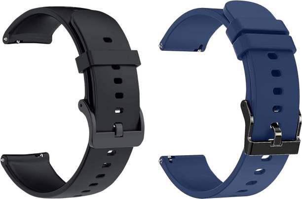 pantan 22mm Black & Blue Soft Silicone Watch Strap/Band with Metal Buckle – All 22mm Smartwatches & Analogue Watches (Pack of 2) Smart Watch Strap