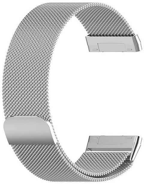 SwapME Band Only Compatible with Fitbit Sense/Versa 3 and Fitbit Versa 4/Sense 2 Four Models, Strong Magnetic Waterproof Metal Milanese Mesh Loop Sport Replacement Bands Women Men, Black Smart Watch Strap