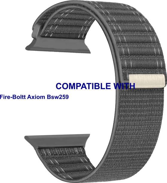 ACM WSM39A40GY1697 Sliding 44mm 49mm Watch Strap Nylon Soft for Fire-Boltt Axiom Bsw259 Smartwatch Grey Smart Watch Strap