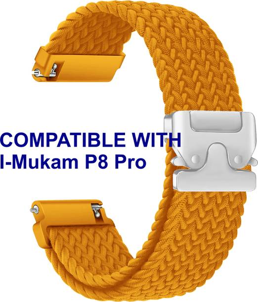 ACM WSM38Z20OR1322 Watch Strap Woven Braided Clipper 20mm for I-Mukam P8 Pro Smartwatch Orange Smart Watch Strap