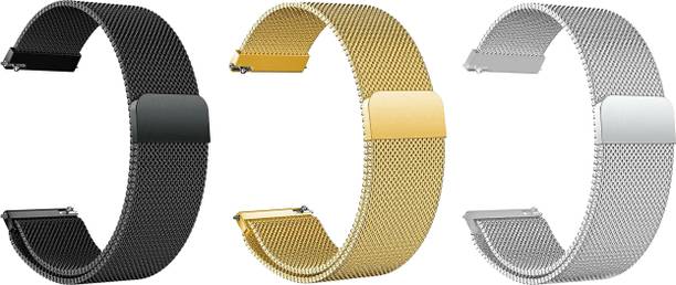 ACM Pack of 3 Watch Strap Magnetic for Fossil Gen 4 Explorist Hr (Black/Gold/Silver) Smart Watch Strap