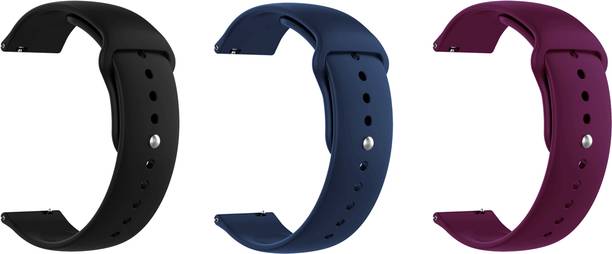 ACM Pack of 3 Watch Strap for Huami Amazfit Bip (Black/Dark Blue/Burgundy Purple) Smart Watch Strap