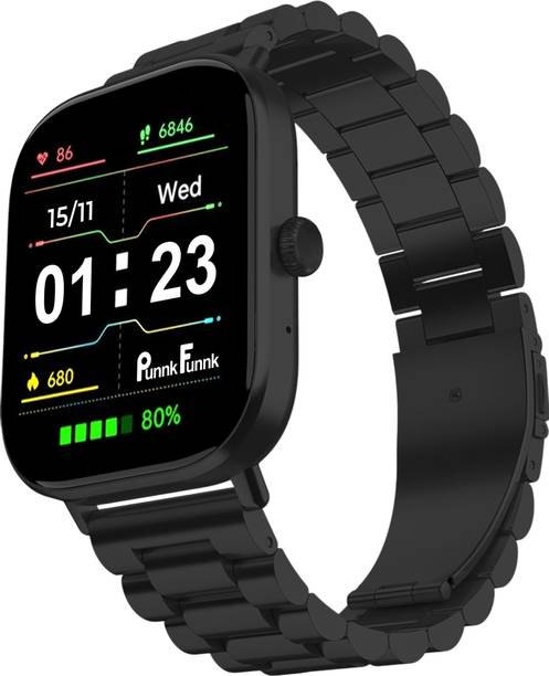 PunnkFunnk H9 Black Full Screen Touch Watch, Bluetooth calling, Health & Fitness, Fashion Smartwatch