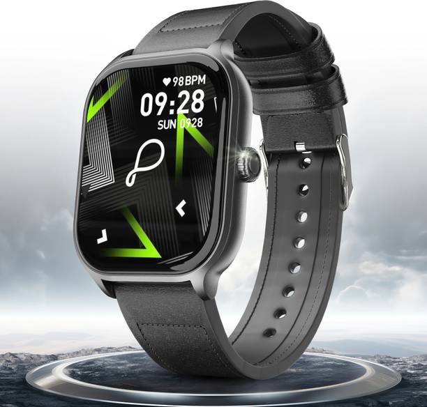 Pebble Edge 2.01'' BT Calling,True HD Display, Premium Leatherette Strap,In-Built Games Smartwatch