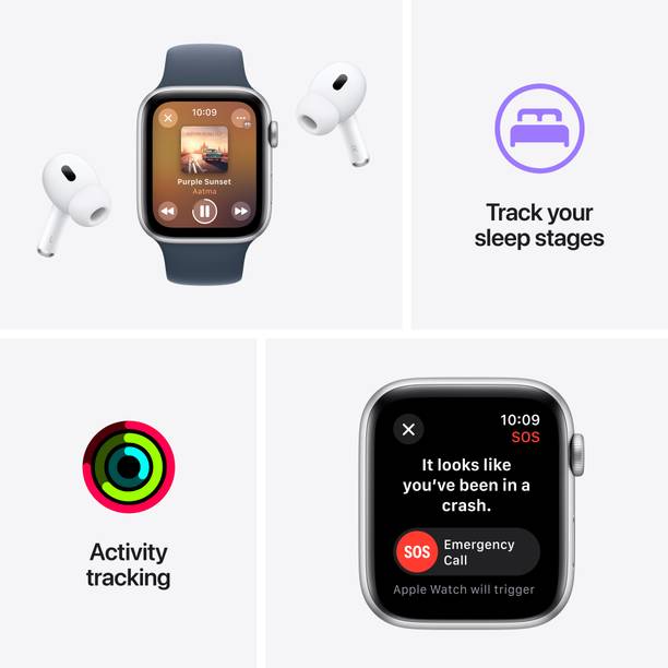 Apple Watch SE GPS + Cellular 40mm Silver Aluminium Case with Winter Blue Sport Loop