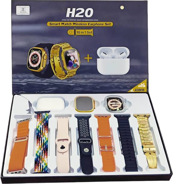 Melbon H20 Ultra Bluetooth calling, Phone Book,Music Control,Voice assis. with 1 - TWS Smartwatch