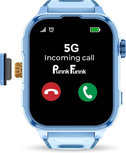 PunnkFunnk Safeguard 4G/ 5G Blue Smart Watch for Kids - Video Call, GPS, and Family Alerts Smartwatch