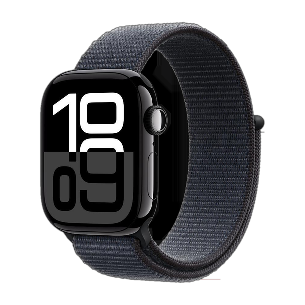 APPLEApple Watch Series 10 GPS 46mm Jet Black Aluminium with Black Sport Band (Jet Black Strap, 46)