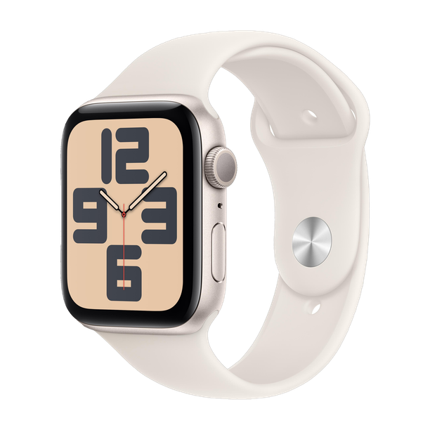 Apple Watch SE 2 GPS 44mm (2nd Gen) Starlight Aluminium with Starlight Sport Band Starlight Strap, Free Size