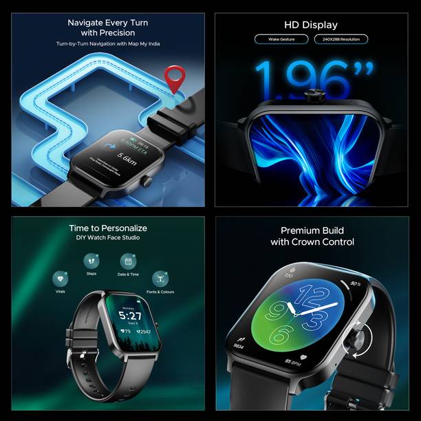 boAt Storm Call 3 Plus w/ Turn by Turn Navigation, QR Tray, 4.97cm(1.96”) HD Display Smartwatch