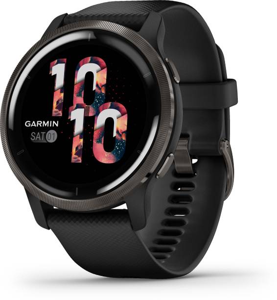GARMIN Venu 2, GPS Smartwatch, AMOLED Display, Upto 11 Days Battery, SPO2 & Music Smartwatch  (Black Strap, M)